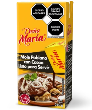 Envase de mole poblano con cacao listo para servir de 360g Doña María